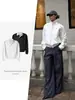 Chaqueta Harrington Reversible de Rayas Blancas CsmyXanvas Estilo Intelectual Old Money Casual para el Trabajo
