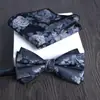 Lenço Quadrado Gravata Borboleta Conjunto de 2 Peças Grande Jacquard Formal Negócios Noivo Casamento Festivo Moda Tendência Novo Vinho Tinto