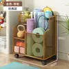 Cesta de Almacenamiento para Esterilla de Yoga, Estante de Almacenamiento para Equipo de Fitness con Ruedas, Estante de Almacenamiento tipo Sandwich para Baloncesto y Bádminton en Casa