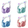 Nuevo Auricular Bluetooth Inalámbrico Montado en la Cabeza Orejas de Gato Dibujos Animados LED Luminoso Estéreo Tarjeta Auricular 28Pro