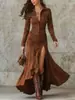 Vestido Popular Europeo y Americano Transfronterizo Delgado con Cremallera Cuello Alto Abertura Larga Estación Independiente de Amazon Otoño e Invierno 2025
