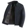 Jaqueta Acolchoada com Forro de Lã para Outono e Inverno, Casaco de Algodão Quente para Pai, Roupa Externa de Algodão com Gola Reversível para Homens de Meia-Idade e Idosos