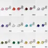 Pendientes de botón de acero inoxidable de moda exquisitos con Zirconia incrustada de seis garras, pendientes pequeños simples de Zirconia de color, venta al por mayor