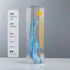 Trofeo de Metal, Vidrio y Cristal con Alas y Plumas Creativas, Modelo Nuevo 2023 para Premios de Reunión Anual, Grabado para Honrar a Empleados Destacados