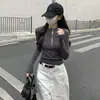 Precio Oficial Top Corto Estilo Americano para Mujer, Capa Interior de Otoño, Estilo Único Fresco y Atrevido Combinado con Camiseta de Manga Larga