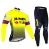 Conjunto de Jersey de Ciclismo de Manga Longa para Primavera e Outono Masculino Equipe Tour De France Bicicleta de Estrada Ciclismo Absorvente de Suor e Respirável