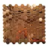 Azulejos Mosaico Espelhados Hexagonais Pequenos de Aço Inoxidável Metálico Estilo Europeu KTV Bar Entrada Azulejos de Parede com Fundo Preto Dourado