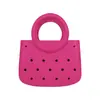 Bolsa de Color Puro Eva para Manualidades con Agujeros Impermeable para Cosméticos Cesta de Verduras Bolso de Playa de Moda con Corte Bolso de Mano para Viajes
