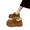 Botas de nieve de suela gruesa para mujer 2026 nuevo estilo invierno más terciopelo cálido otoño e invierno Noreste Birkenstock zapatos de algodón para aumentar altura zapatos de pan