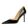 2689 Zapatos de tacón alto sexys de estilo europeo y americano para mujer, punta fina, corte en V poco profundo, tacón de aguja, sin cordones, cómodos para los pies, zapatos de salón para mujer