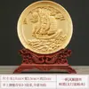 Talla en Madera de Ciprés de Nueve Dragones Jugando con Perlas, Gran Exhibición de Grandes Planes, Adornos de Disco, Tallas en Madera para Bonsái de Interior, Hueco Doble Cara Grande y Exquisito