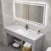 Conjunto de mueble de baño de pie de mármol simple con lavabo inteligente y lavabo integrado