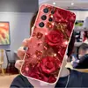 Adecuado para funda de teléfono S25ULTRA TPU suave A54 A17 rosa rojo S26PLUS floral A90 cubierta protectora