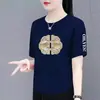 Superávit de comercio exterior transfronterizo, ropa de marca con etiquetas retiradas, ropa para mujeres de mediana edad y mayores, camiseta de manga corta con hombros normales, top de verano de manga corta para mujer