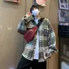 Casaco xadrez de lã masculino outono e inverno marca de moda retrô americana Youth casual jaqueta de lapela solta top