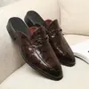 Amazon Transfronterizo Nuevos Zapatos de Cuero para Hombre con Patrón de Cocodrilo, Punta Cerrada, Slip-On - 215205
