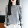 Suéter de Punto con Cuello Alto y Pedrería Estilo Lujo Ligero para Mujer Otoño Invierno Elegante Suéter de Punto Exquisito Versátil Adelgazante Capa Interior Capa Base