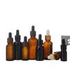 Botella de Aceite Esencial Marrón, Botella de Esencia de Vidrio a Prueba de Luz, Botella con Gotero de Plástico Escarchado, Botella Vacía Portátil para Viaje, Botella de Muestra