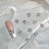 Trébol de Cuatro Hojas Flor Brillante Circonita Arte de Uñas Pedrería Adornos Parche Corazón Terminado Perla Flor de Cuatro Pétalos Accesorios de Pedrería para Uñas