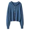 Sudadera de Cachemira para Mujer 100% Cachemira Pura Suéter Cardigan Tejido para Mujer Otoño e Invierno Holgado Combinable Color Sólido Ropa Exterior
