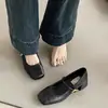 Sapatos Mary Jane retrô estilo francês para mulheres, nova coleção outono 2025, bico quadrado baixo, salto médio grosso, adequados para combinar com saias