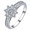 Anillo de Zircón Copo de Nieve Diamante Flash de Zircón Anillo de Plata 925 Moda Coreana Versátil Diamante Anillo Romántico de Copo de Nieve