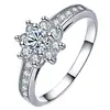Anillo de Copo de Nieve con Diamantes Completos Venta Caliente Flor de Nieve Anillo de Plata 925 Moda Coreana Anillo de Girasol con Diamantes para Todo