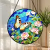 Enfeites de vidro coloridos de borboleta e peônia transfronteiriços, peças de vidro penduradas para decoração de casa, decorações de janela, apanhadores de sol para jardim