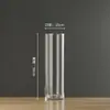 Estilo ins jarrón de vidrio recto transparente grande al por mayor sala de estar piso flores de bambú ricas adornos de flores hidropónicas