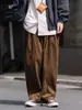 Pantalones Cargo de Pana Anchos y Fluidos Estilo Japonés Unisex Modernos Ins Otoño Invierno Gruesos Sueltos Marrón Retro Pantalones Casuales