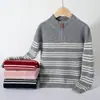 Suéter de Cashmere Listrado Vermelho Ano Novo 2026 Infantil Meninos Gola Alta Meia Pulôver Meninas Espessado Crianças de Meia-Idade e Mais Velhas