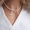 Collar de perlas de agua dulce de grano de arroz de estilo retro, cadena de clavícula de diseño elegante y sencillo, collar de alta calidad que combina con todo.