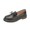 Sapatos casuais de couro estilo universitário com sola de carne, mocassins retrô simples com cadarço, estilo japonês, uniforme jk, sapatos de salto grosso