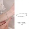 Pulseira de Prata Esterlina S925 com Contas Redondas de Melancia e Prata Triturada para Mulheres Design Simples de Nicho Alto Padrão Joia de Mão Presente de Dia dos Namorados