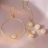 Collar para Mujer, Estilo Influencer Transfronterizo Flor de Girasol Circonita Giratorio Conjunto de Tres Piezas Decoración Collar de Acero de Titanio