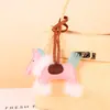 En stock lindo caricatura PU felpa poni colgante otoño e invierno bolsa de mujer colgante llavero accesorios regalo de vacaciones fábrica venta al por mayor