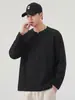 Camiseta de Manga Larga con Cuello Henley para Hombre Anyang 2026 Otoño Nueva Color Sólido Corte Holgado Pulóver Capa Base Camiseta Casual