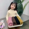[Em estoque] Meninas 'assentamento camisola malhas das meninas outono e inverno novas crianças estilo coreano one-piece capa de veludo do bebê