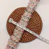 Cinturón Tejido de Tweed Colorido de Ala Ancha con Cerdas de Cepillo de Dientes, Lentejuelas Doradas de Seda, Accesorios para Ropa, Accesorios para Manualidades