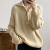 Suéter de Punto Corto para Mujer Petite, Estilo Coreano, Otoño e Invierno, Nuevo, Color Sólido Suave, Cuello Alto Parcial, Diseño de Canalé