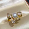 Accesorios para Set de Perlas DIY Zirconia Microincrustada Monturas de Pendientes de Perlas de Alta Gama para Mujer Pendientes Versátiles Chapados en Oro Productos Semi-Terminados