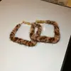 Agulha de Prata Marrom Maillard Brincos Redondos Estampa de Leopardo Exagerada Brincos de Moda Transfronteiriços Brincos Stud Retro Brincos de Alta Qualidade