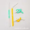 Pajita de silicona directa de fábrica se puede cortar traje de pajita de silicona de grado alimenticio color plegable protección ambiental tubo recto codo