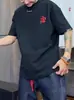 Camiseta Masculina Manga Curta Atacado Verão 2025 Novo Estilo Hong Kong Algodão Penteado Tendência Solta Casual Versátil Roupa Masculina