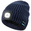 Nuevo Estilo Gorro de Punto con Rayas Gruesas con Luz LED y Auricular Bluetooth, Gorro Infinity Musical para Escuchar Música y Hacer Llamadas, Gorro de Lana