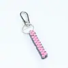 Llavero de Cuerda para Saltar Colorida de 15 cm Anillo Metálico de 3 cm Nudo de Maíz Cuadrado Cuerda Decorativa Tejida a Mano DIY