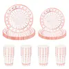 Platos de Fiesta de Cumpleaños Estrella Rosa Cubiertos Vajilla Suministros Festival Boda Tenedor Cuchara Platos de Cena Comedor Cocina Vasos Suministros