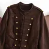 Fabricante mayorista de ropa para mujer transfronteriza 2026 Moda europea y americana casual con botones de nudo textura de gamuza prenda de abrigo