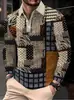 Ropa para Hombre Casual al Aire Libre Otoño Nuevo Botón Retro Manga Larga Estampado 3D POLO Transfronterizo Europeo y Americano