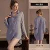 Ropa Interior Erótica Transfronteriza Xianyi Tentación de Deseo Puro Sexy Estilo Novio Camisa Pijama Bata Transparente de Gasa 498